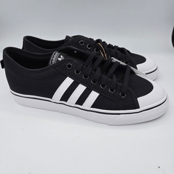Adidas Nizza Mens‎ Canvas Low Top Sneakers Black White Size 11